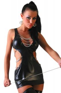 schwarzes Wetlook-Kleid Escape mit String von Lolitta Dessous