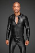 Powerwetlook Herrenjacke mit Schulterklappen aus PVC H052 von Noir Handmade Decadence Collection