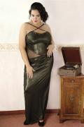 langes goldenes Wetlook-Kleid C/4001 von Andalea