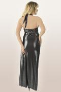 langes silbernes Wetlook-Kleid M/1070 von Andalea