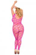 pinkes Netz-Catsuit ouvert 6254, Bodystocking von Softline Plus Size