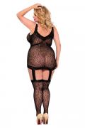 schwarzes Netz-Catsuit 6272, Bodystocking von Softline Plus Size