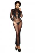 schwarzes lange Chemise F116 von Noir Handmade ImMoral Kollektion